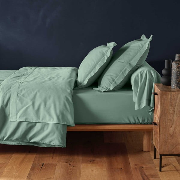 Světle zelené napínací bavlněné prostěradlo 180x200 cm Lina – douceur d'intérieur-image-1