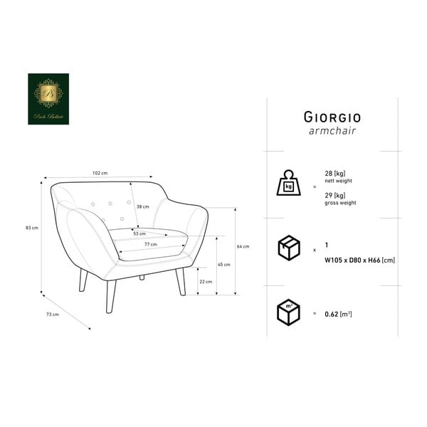 Krémové křeslo Mazzini Sofas Amelie-image-1