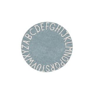 Světle modrý pratelný ručně tkaný bavlněný dětský koberec ø150 cm ABC Vintage Blue – Lorena Canals