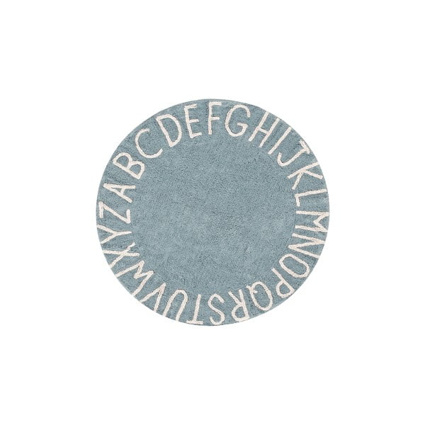 Světle modrý pratelný ručně tkaný bavlněný dětský koberec ø150 cm ABC Vintage Blue – Lorena Canals