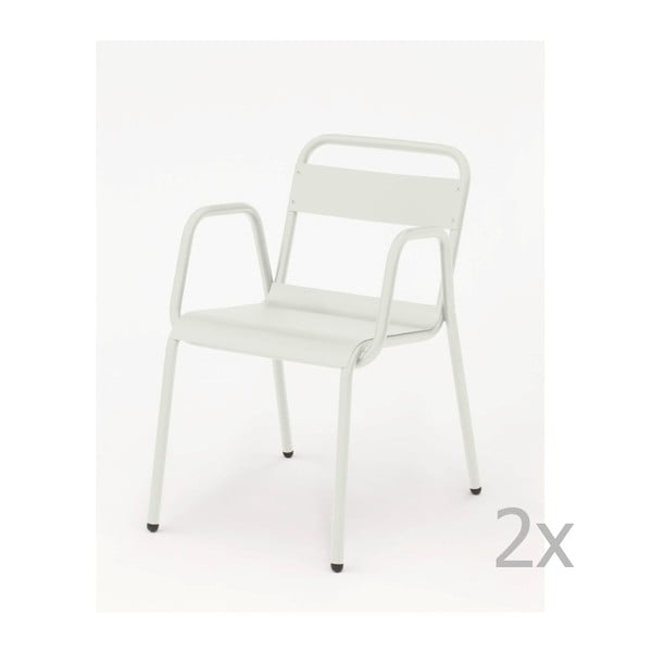 Sada 2 bílých zahradních židlí s područkami Isimar Anglet