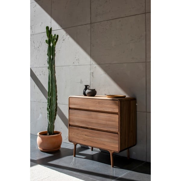 Hnědá komoda z ořechového dřeva 90x90x45 cm Fawn – Gazzda-image-4