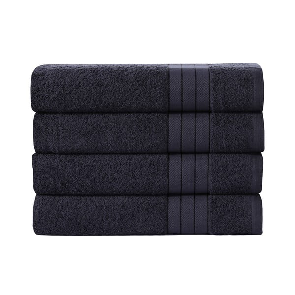 Černé bavlněné ručníky v sadě 4 ks 50x100 cm – Good Morning