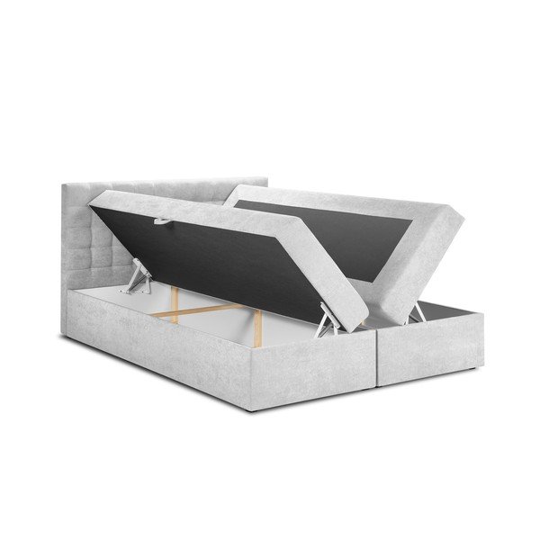 Světle šedá boxspring postel s úložným prostorem 160x200 cm Jade – Mazzini Beds-image-3
