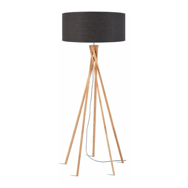 Stojací lampa s tmavě šedým stínidlem a konstrukcí z bambusu Good&Mojo Kilimanjaro