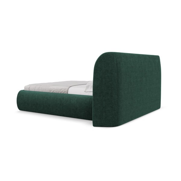 Tmavě zelená čalouněná dvoulůžková postel s úložným prostorem s roštem 180x200 cm Hauke – Makamii-image-4