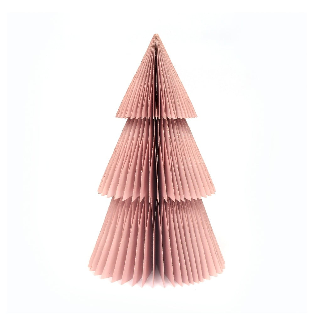 Třpytivě růžová papírová vánoční ozdoba ve tvaru stromu Only Natural, výška 22,5 cm
