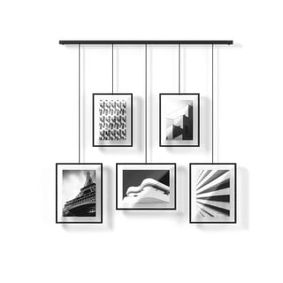 Černé kovové rámečky na zeď v sadě 5 ks 79x43 cm Exhibit – Umbra