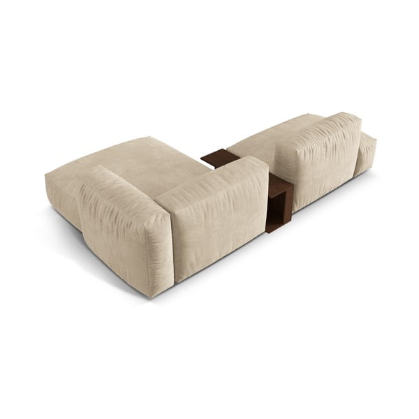 Béžová sametová modulární rohová pohovka (pravý roh/s lenoškou) Martina – Micadoni -image-3