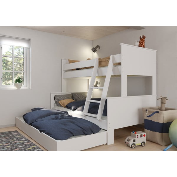 Bílá patrová dětská postel 120x200/90x200 cm Alba – Tvilum-image-1