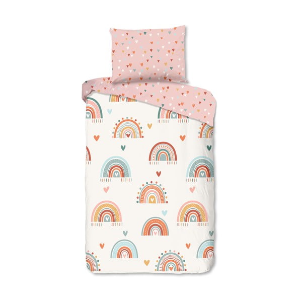 Růžové/béžové bavlněné dětské povlečení na jednolůžko 140x200 cm Louie – Good Morning