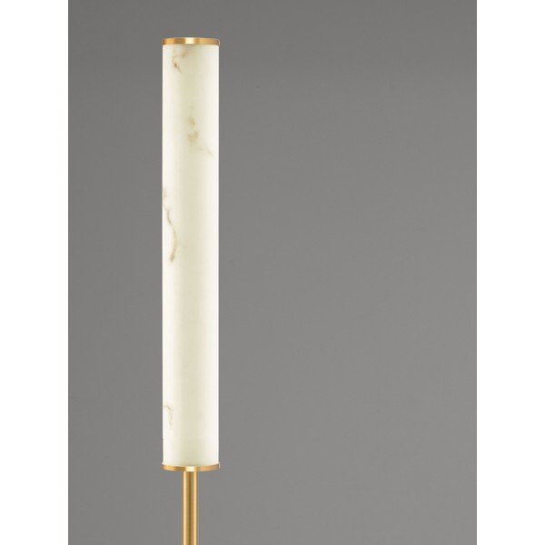 Bílá/v mosazné barvě LED stojací lampa v dekoru mramoru (výška 140 cm) Nolia – Nova Luce-image-1