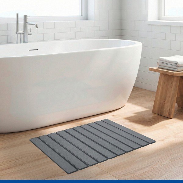 Šedá z křemeliny koupelnová předložka 39x60 cm Tritea – Wenko-image-1
