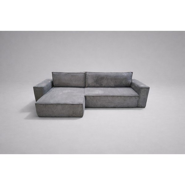 Tmavě šedá manšestrová rozkládací/s úložným prostorem rohová pohovka Nihad - II. jakost – Bobochic Paris-image-1