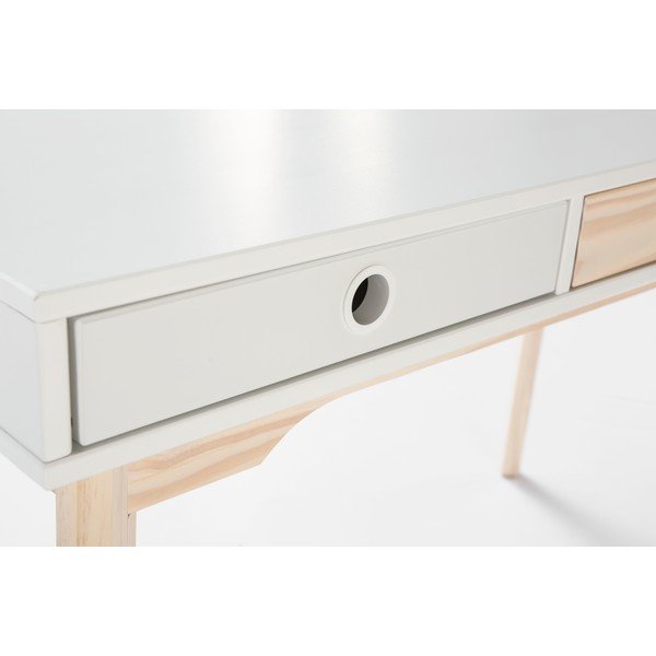 Bílý psací stůl s nohami z borovicového dřeva Marckeric Kiara-image-1