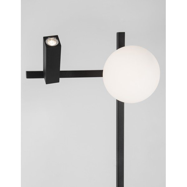 Bílá/černá kovová LED stojací lampa s ohybatelnou konstrukcí se skleněným stínidlem (výška 150 cm) Joline – Nova Luce-image-4