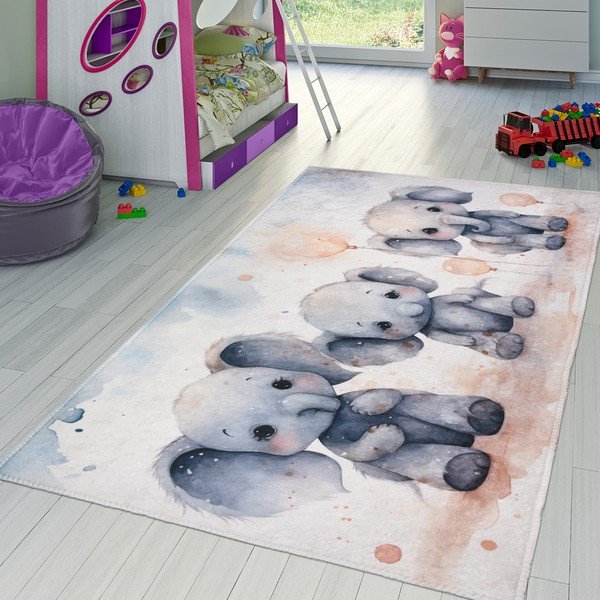 Světle šedý dětský koberec 100x160 cm Baby Elephants – Vitaus-image-1