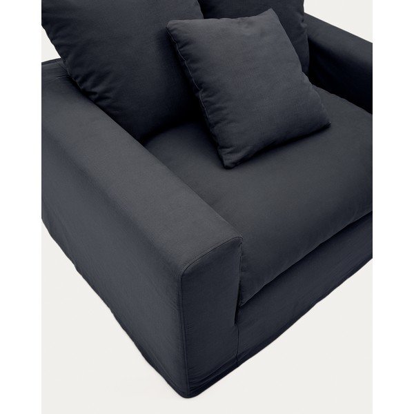 Antracitové lněné křeslo Nora – Kave Home-image-4