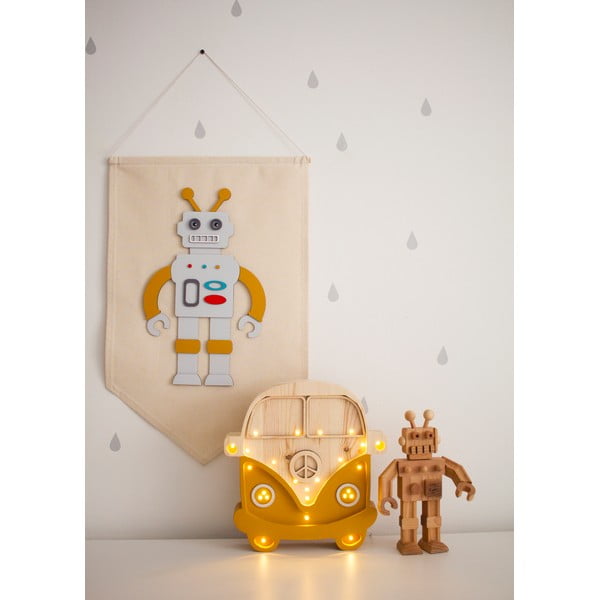 Oranžová stolní lampa z borovicového dřeva Little Lights Van, výška 29 cm-image-1