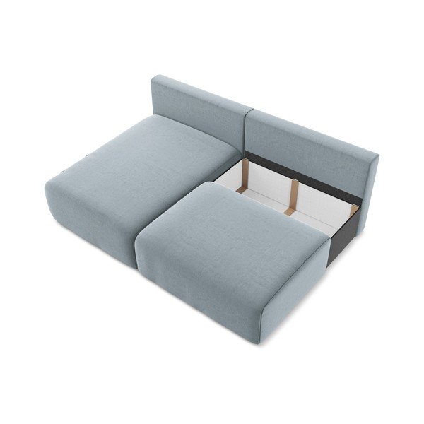 Modrá sametová rozkládací/s úložným prostorem rohová pohovka (levý roh/s lenoškou) Kalena – Makamii-image-4