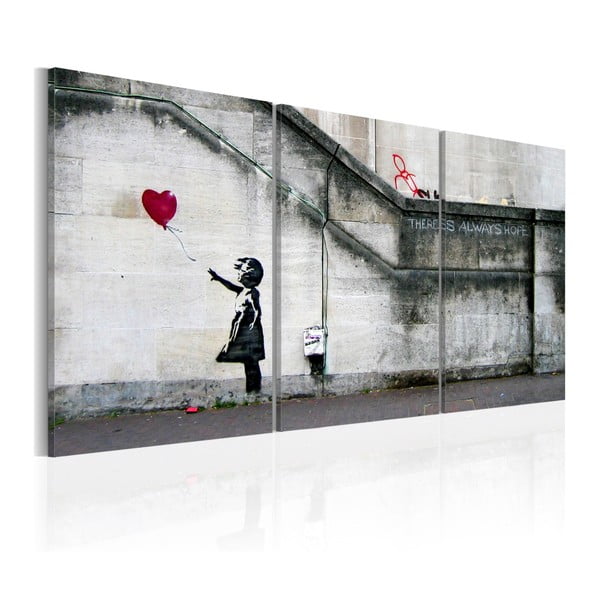 Vícedílný obraz na plátně Bimago Banksy Hope, 60 x 120 cm