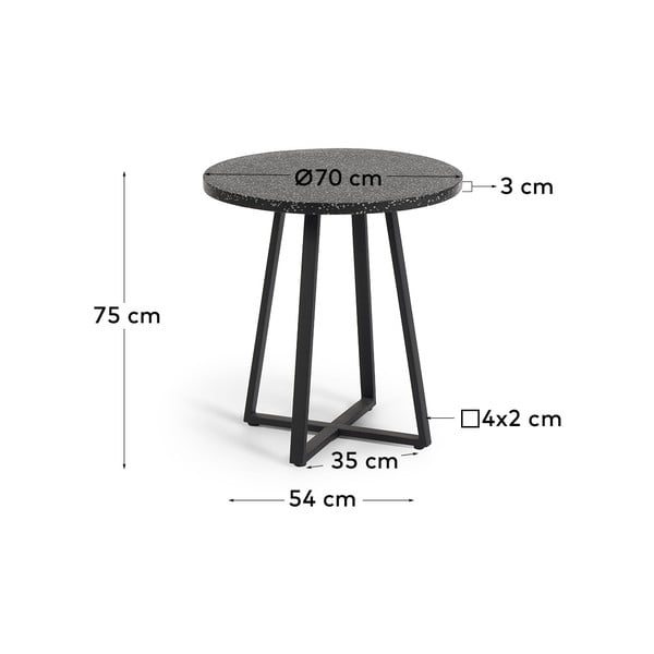 Černý zahradní stůl s deskou z kamene Kave Home Tella, ø 70 cm-image-4