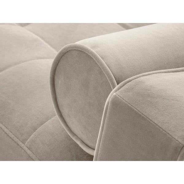 Béžová sametová rozkládací rohová pohovka Milo Casa Santo, pravý roh-image-1