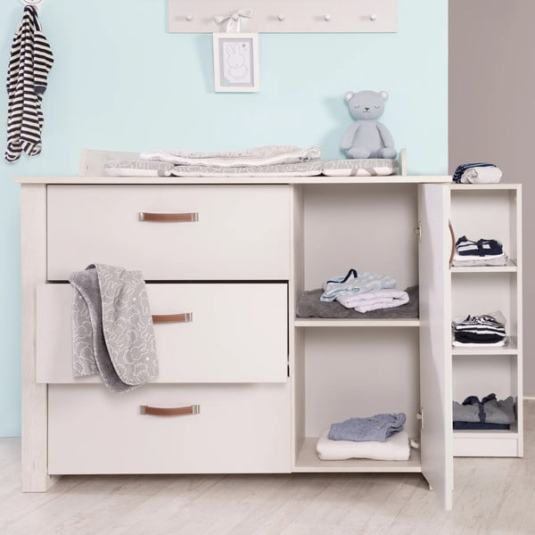 Bílá nízká dětská komoda s přebalovacím pultem 126x99 cm Mila – Roba-image-1