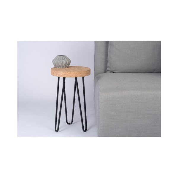 Černý příruční stolek s deskou z korku TemaHome Drum-image-3