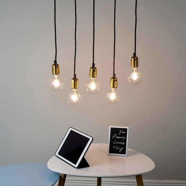 Černé pětiramenné závěsné svítidlo s detaily ve zlaté barvě Sotto Luce Uno-image-1