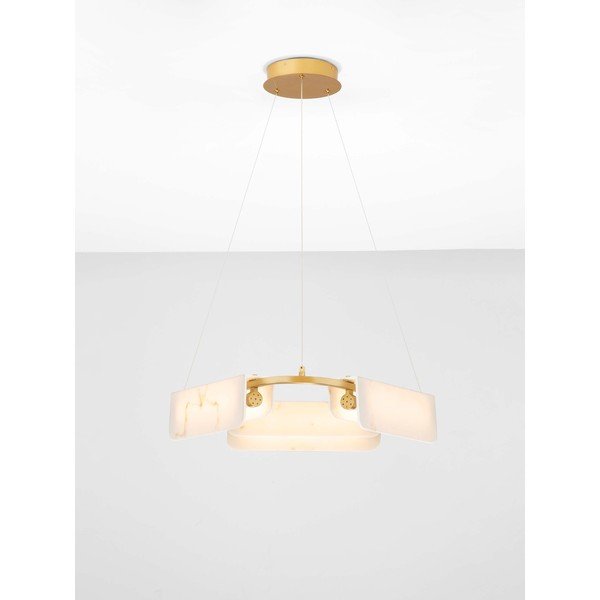 Krémové/v mosazné barvě LED stmívatelné závěsné svítidlo v dekoru mramoru ø 63 cm Aider – Nova Luce-image-3