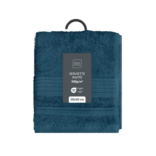 Tmavě modrý froté bavlněný ručník 30x50 cm Tendresse – douceur d'intérieur-image-4