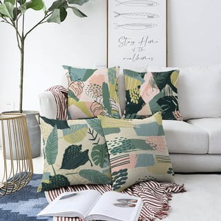 Sada 4 povlaků na polštáře Minimalist Cushion Covers Leaves, 55 x 55 cm