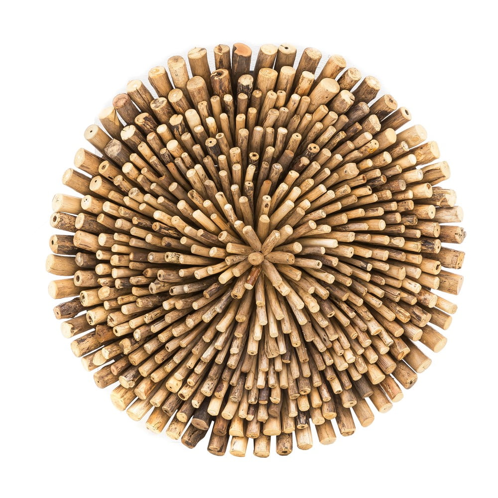 Nástěnná dekorace z teakového dřeva WOOX LIVING Bee, ⌀ 70 cm