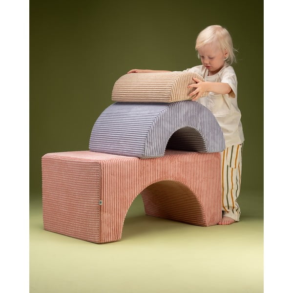 Růžové manšestrové pěnové hřiště 75x49x37 cm Rainbow Montessori – Wigiwama-image-2