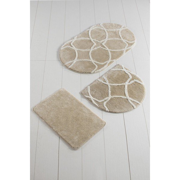 Béžové koupelnové předložky v sadě 3 ks 60x40 cm Bonne – Foutastic-image-1