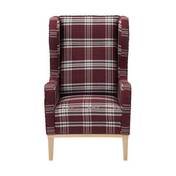 Červené kárované křeslo ušák Max Winzer Angelo-image-2
