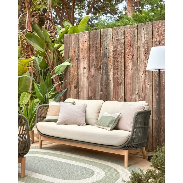 Zelený povlak na polštář z recyklovaného plastu Kave Home Leeith, 30 x 50 cm-image-3