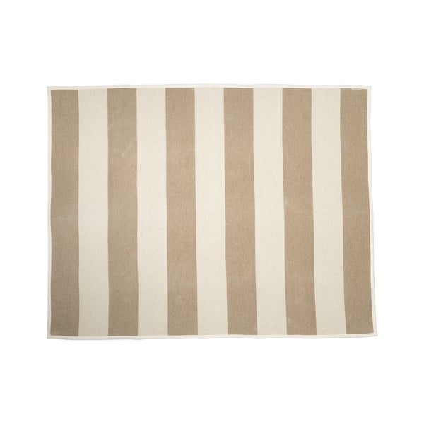 Béžovo-krémová deka s příměsí vlny 140x180 cm Bob Mud Vanilla – Pappelina