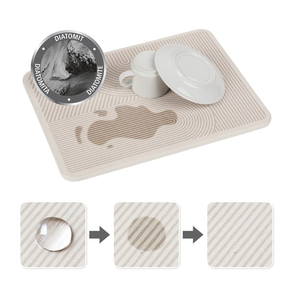 Béžová z křemeliny odkapávací podložka na nádobí 40x30 cm Damon – Wenko-image-3