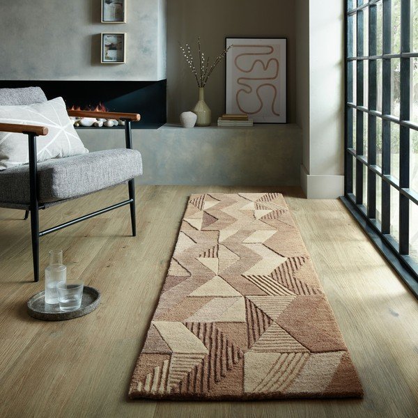 Hnědý ručně tkaný vlněný běhoun 60x230 cm Moda Asher – Flair Rugs-image-1