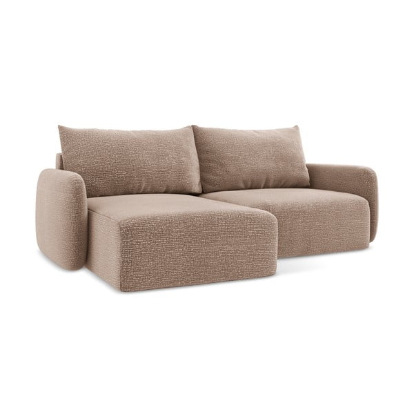 Světle hnědá rozkládací/s úložným prostorem rohová pohovka (levý roh) Kalena – Makamii-image-1