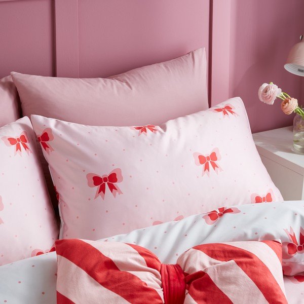 Růžové povlečení na dvoulůžko/prodloužené 230x220 cm Dotty Bows – Sassy B-image-3