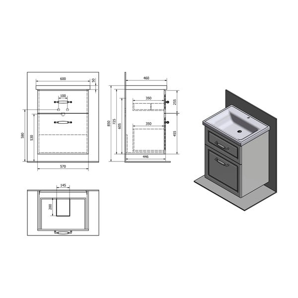 Bílá závěsná skříňka bez umyvadla 57x72,5 cm Favolo – Sapho-image-3