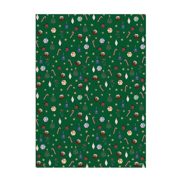 5 archů zeleného balícího papíru eleanor stuart Christmas Fun, 50 x 70 cm-image-1