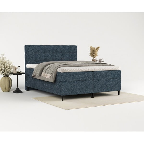 Tmavě modrá boxspring postel s úložným prostorem 180x200 cm Urbaneo – Maison de Rêve-image-4