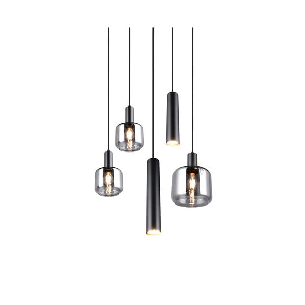 Černé závěsné svítidlo s kovovo-skleněným stínidlem ø 40 cm Mataro – Trio-image-3