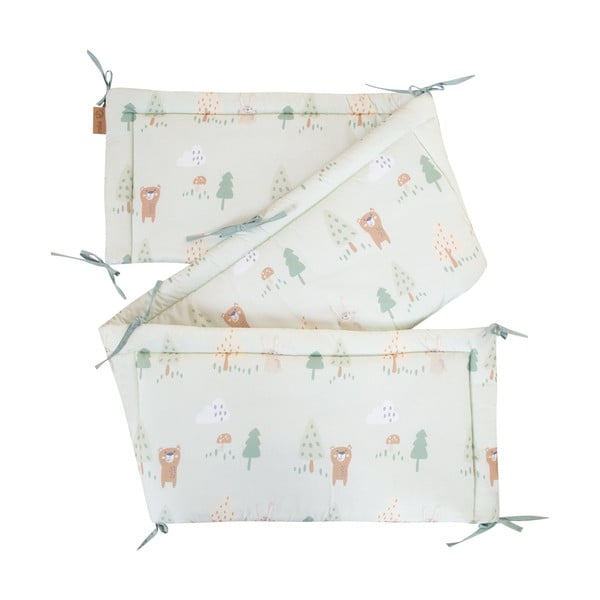 Světle zelený bavlněný mantinel do postýlky 170 cm Woodland Buddies – Roba