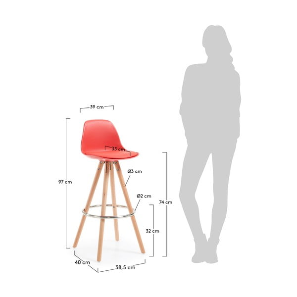 Sada 2 červených barových židlí La Forma Stag-image-3
