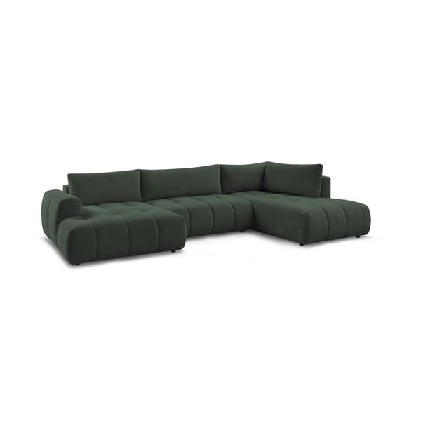 Zelená rozkládací/s úložným prostorem rohová pohovka (pravý roh/do "U") Fuji – Bobochic Paris-image-3